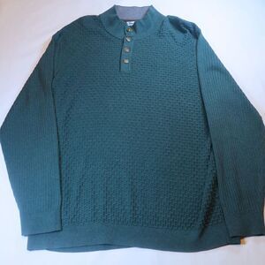 Tommy Bahama Sweater Mens 2XL Pullover Waffle Knit Moss Green Collared Preppy